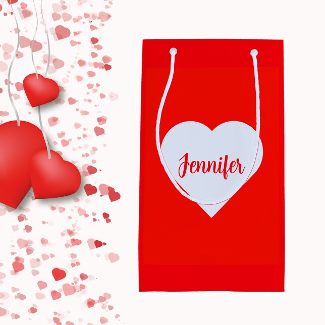 Personalized Modern Minimalist Red Valentine  Small Gift Bag (Creator Uploaded)