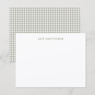 Personalized Modern Minimalist Sage Green Gingham Thank You Card