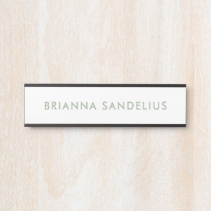 Personalized modern minimalist sage green script door sign
