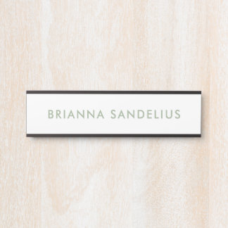 Personalized modern minimalist sage green script door sign