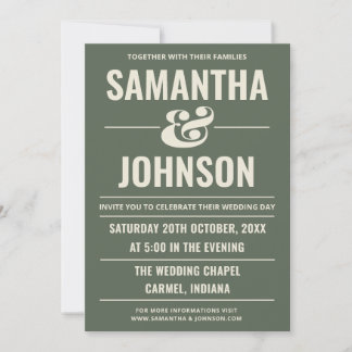 Personalized Modern Minimalist Sage Green Wedding Invitation