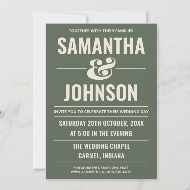 Personalized Modern Minimalist Sage Green Wedding Invitation (Front)