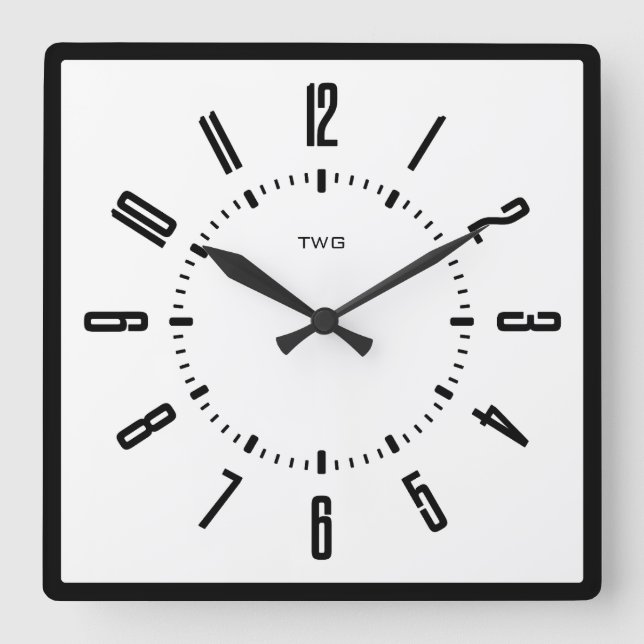 Personalized Modern Minimalist  Square Wall Clock (Front)