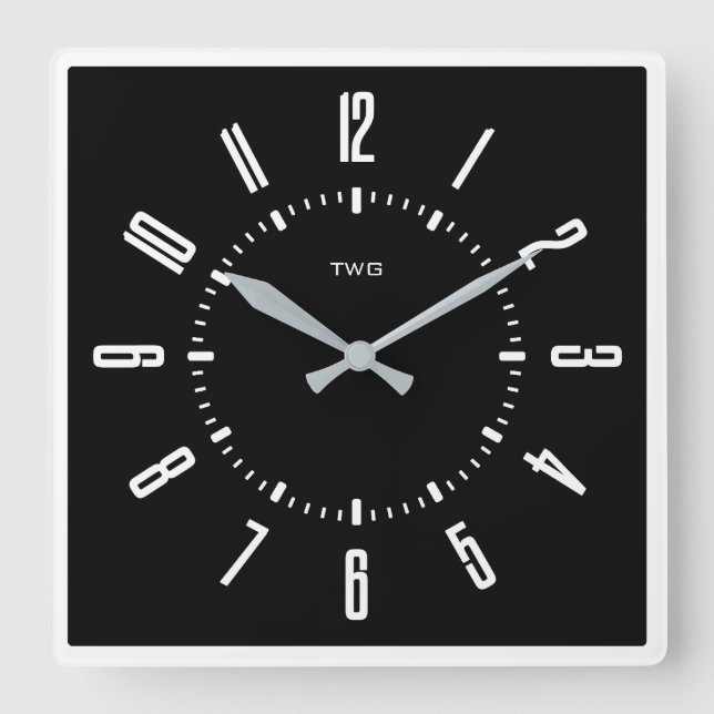 Personalized Modern Minimalist  Square Wall Clock (Front)