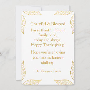 Personalized Modern Minimalist Thanksgiving Holiday Card