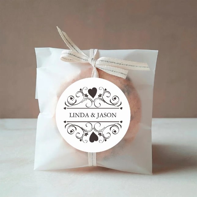 Personalized Modern Minimalist Wedding Classic Round Sticker (Personalized minimalist wedding sticker adds clean elegance to custom envelopes and guest favors)