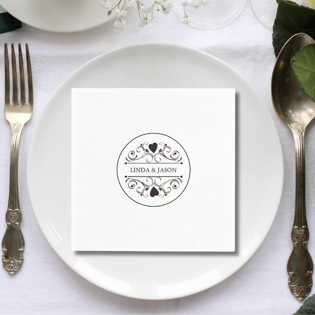 Personalized Modern Minimalist Wedding Napkin (Personalized minimalist wedding napkins add clean elegance to your modern celebration.)