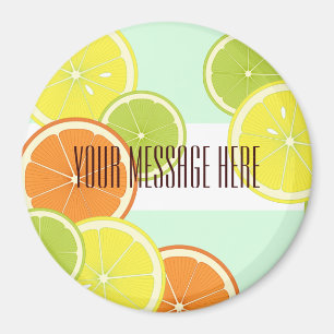 Personalized Modern Mint Green Citrus Fruit Slices Magnet