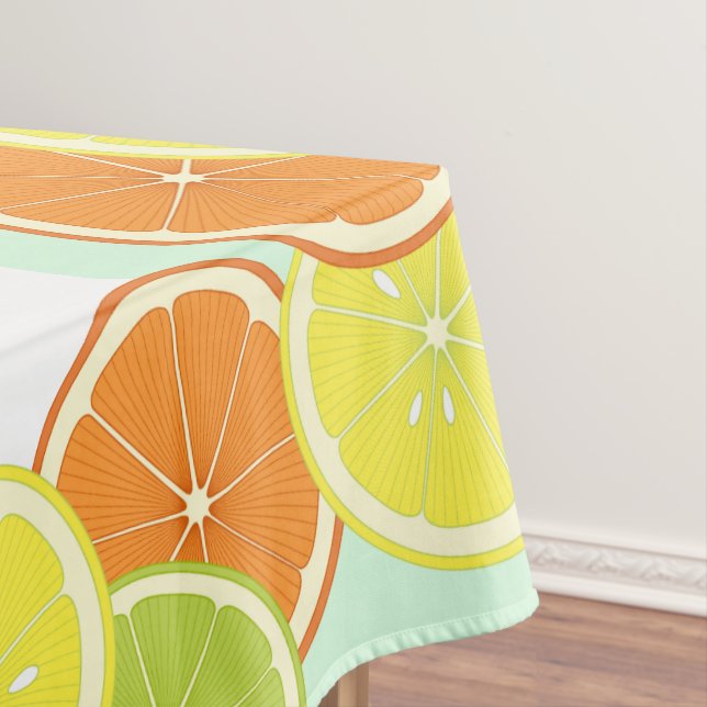 Personalized Modern Mint Green Citrus Fruit Slices Tablecloth (In Situ)