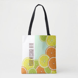 Personalized Modern Mint Green Citrus Fruit Slices Tote Bag