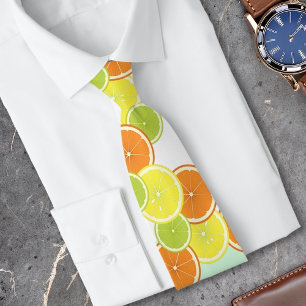 Personalized Modern Mint Green Citrus Fruit Tie