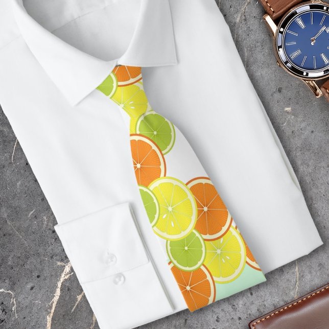 Personalized Modern Mint Green Citrus Fruit Tie (Creator Uploaded)