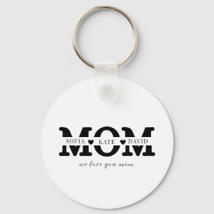 Personalized Modern Mom Kids  Name Mothers Day  Keychain