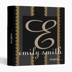 Personalized Modern Monogram Black Recipes Binder