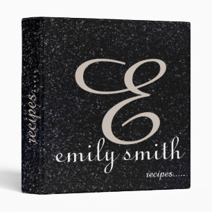 Personalized Modern Monogram Blue Recipes 3 Ring B Binder