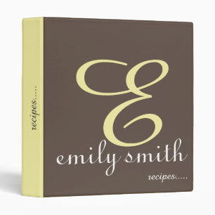 Personalized Modern Monogram Blue Recipes 3 Ring B Binder