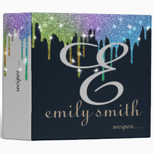 Personalized Modern Monogram Blue Recipes Binder