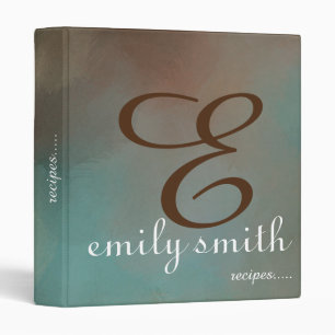 Personalized Modern Monogram Blue Recipes Binder