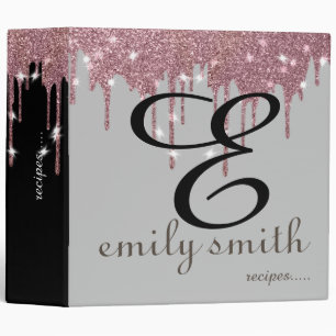 Personalized Modern Monogram Blue Recipes Binder
