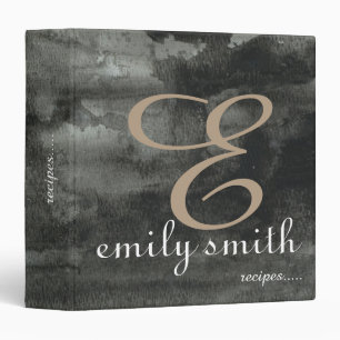 Personalized Modern Monogram Blue Recipes Binder