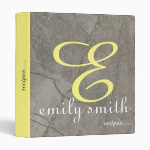 Personalized Modern Monogram Blue Recipes Binder