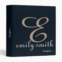 Personalized Modern Monogram Blue Recipes