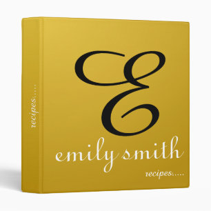 Personalized Modern Monogram Blue Recipes Binder