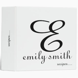 Personalized Modern Monogram Blue Recipes Binder