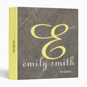 Personalized Modern Monogram Blue Recipes Binder