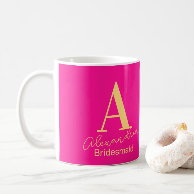 Personalized Modern Monogram Bridesmaid Coffee Mug (With Donut)