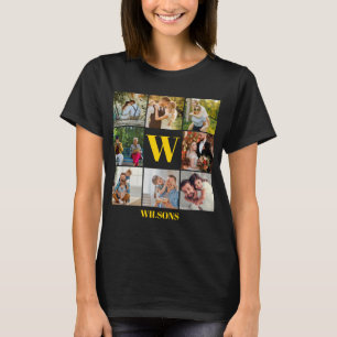 Personalized Modern Monogram Family Photo Collage T-Shirt
