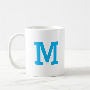 Personalized Modern Monogram Initial Letter Blue Coffee Mug