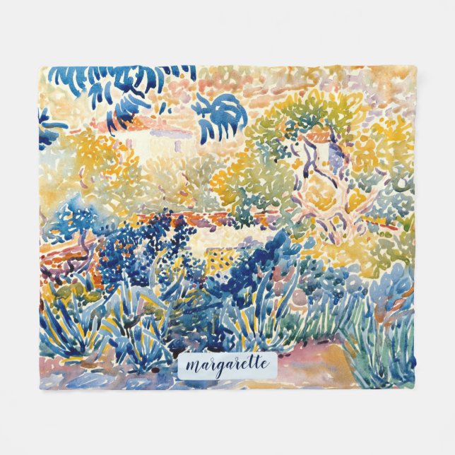 Personalized Modern Monogram Name Artist's Garden  Fleece Blanket (Front (Horizontal))