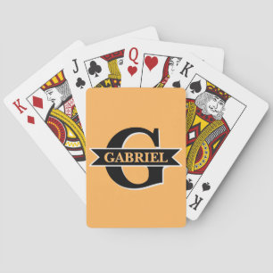 Personalized Modern Monogram Name Orange Playing Cards