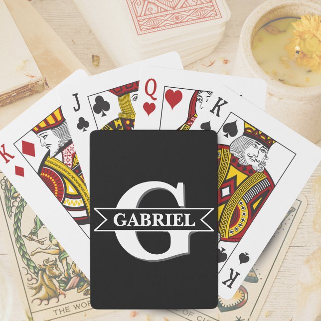Personalized Modern Monogram Name Poker Cards (Personalized Modern Monogram Name Poker Cards - Black -
)