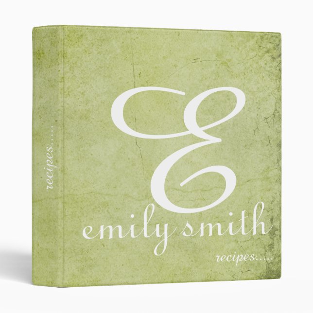 Personalized Modern Monogram Recipes 3 Ring Binder (Front/Spine)