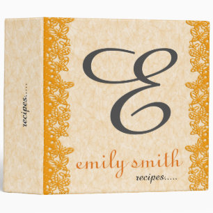 Personalized Modern Monogram Recipes 3 Ring Binder