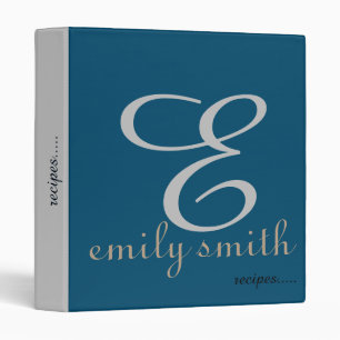 Personalized Modern Monogram Recipes 3 Ring Binder