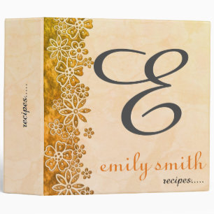 Personalized Modern Monogram Recipes 3 Ring Binder