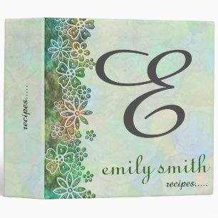 Personalized Modern Monogram Recipes 3 Ring Binder