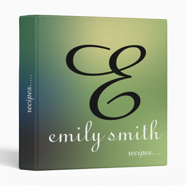 Personalized Modern Monogram Recipes Binder (Front/Spine)