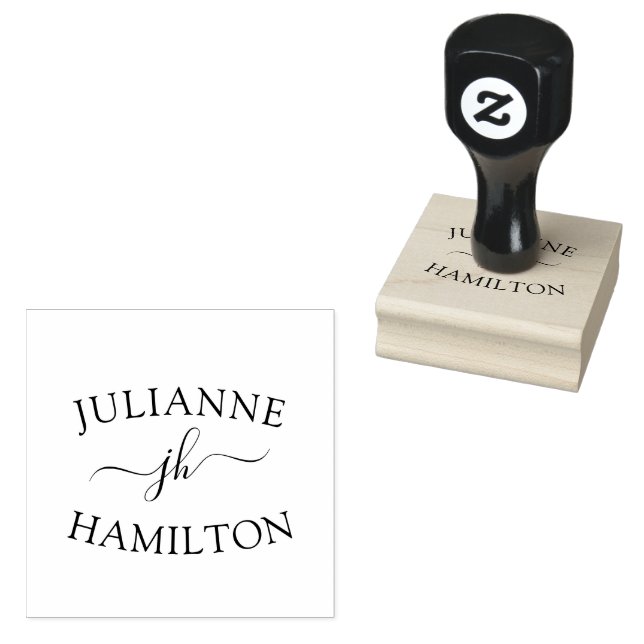 Personalized Modern Monogram Rubber Stamp (Stamped)