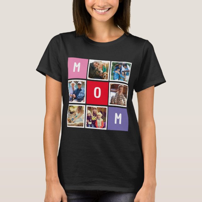 Personalized Modern Mothers day Mom Photo Collage T-Shirt (Front)