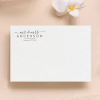 Personalized Modern Mr and Mrs Family Name Return
