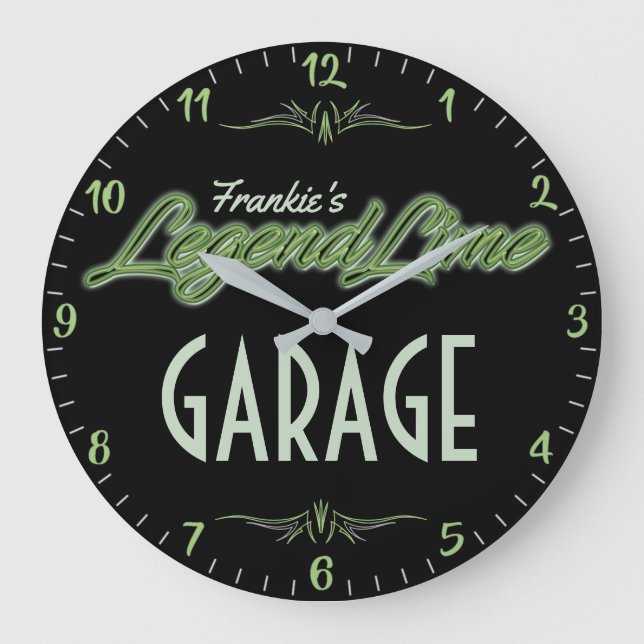 Personalized Modern Muscle Car Legend Lime Large Clock (Front)