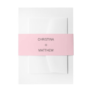Personalized Modern NAME Black Blush PINK Wedding Invitation Belly Band