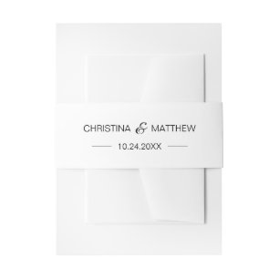 Personalized Modern NAME Black & White Wedding Invitation Belly Band
