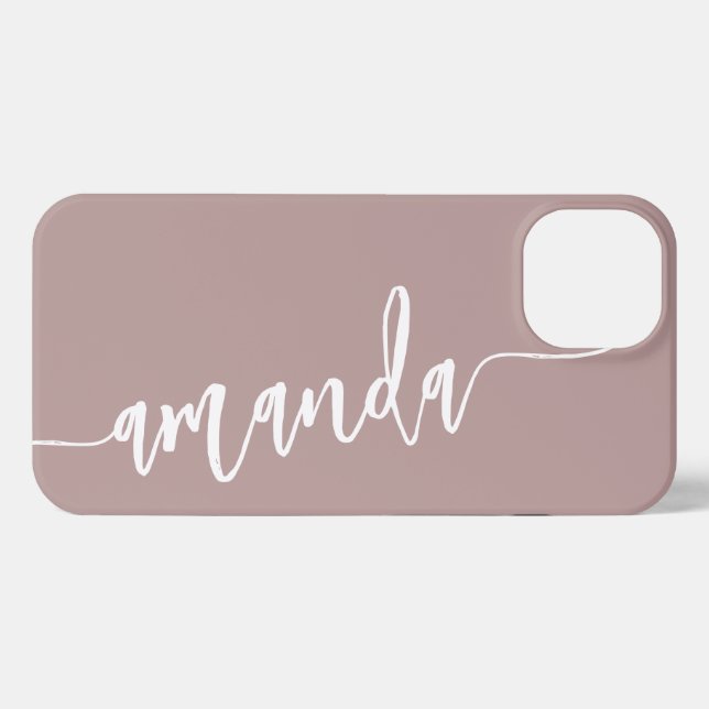 Personalized Modern Name Dusty Rose iPhone Case (Back Horizontal)