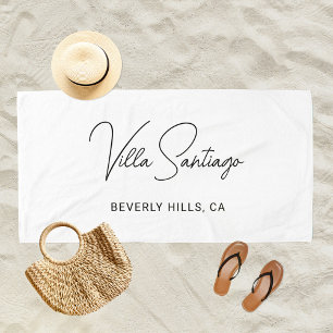 Personalized Modern Name of Home Residence Beach Towel