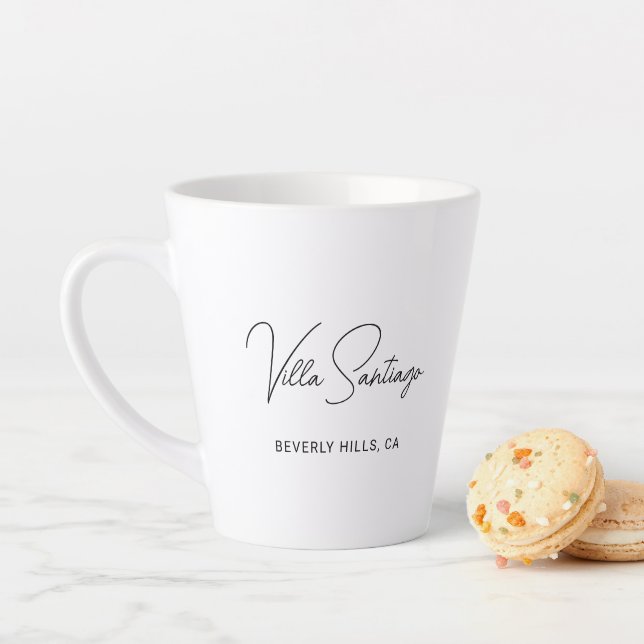 Personalized Modern Name of Home Residence Latte Mug (In Situ)